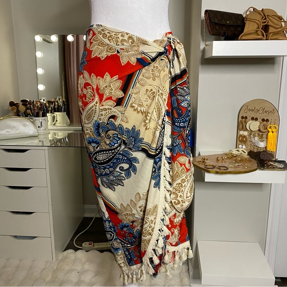 NWOT Paisley Print Summer Skirt with Fringe - Picture 3 of 3